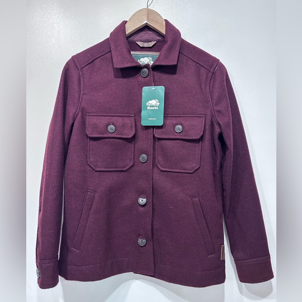 Roots Burgundy Bordeau Wool Shaket Utility Jacket‎ Size XS ( Slightly Oversized)